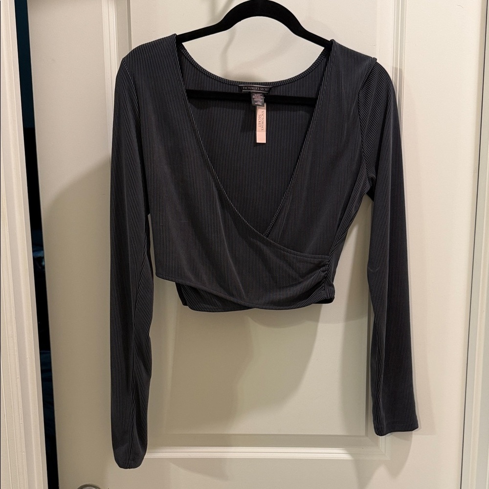 NWT Victoria's Secret Charcoal Wrap Crop Top